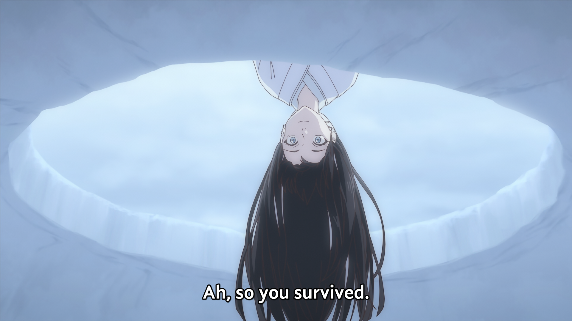 Yuki onna says "Ah, so you survived" after leaving the man to fend for himself in an igloo she made